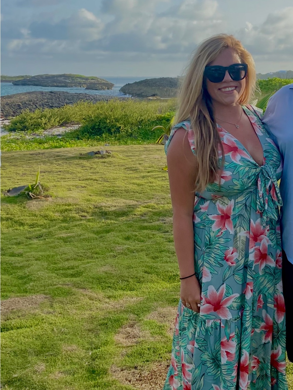 Zaful 🌺🐚 Floral Tie-Front Maxi Dress in Teal and Coral - Brand